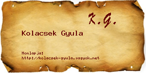 Kolacsek Gyula névjegykártya